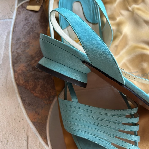 Salvatore Ferragamo Blue Elegant Sandals size 9,5 - Picture 2 of 8